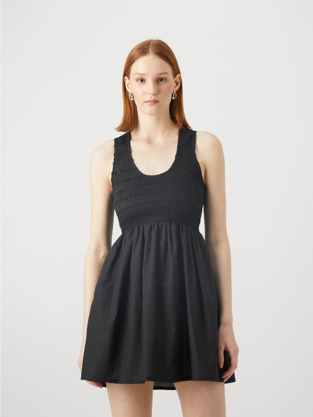 Faithfull the Brand Black Smocked Tank Mini Dress